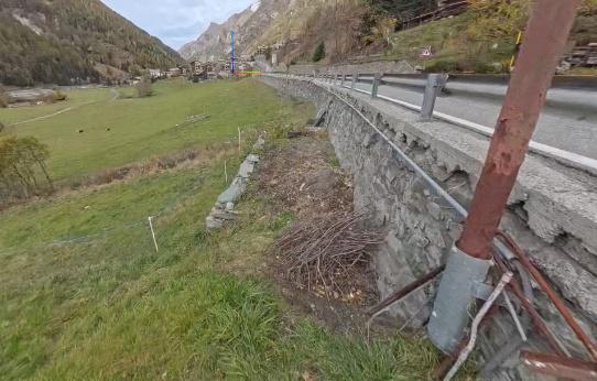 2025 – in corso  -LAVORI DI RISANAMENTO DELLA MURATURA AL KM 18+200 DELLA S.R. 47 DI COGNE, NEL COMUNE DI COGNE